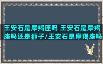 王安石是摩羯座吗 王安石是摩羯座吗还是狮子/王安石是摩羯座吗 王安石是摩羯座吗还是狮子-我的网站